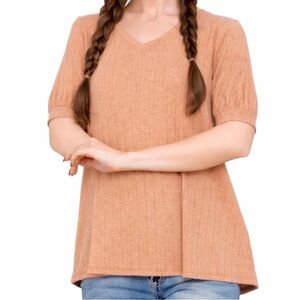 Perfect Peach V-Neck Sweater (NWT) (Size: Large)